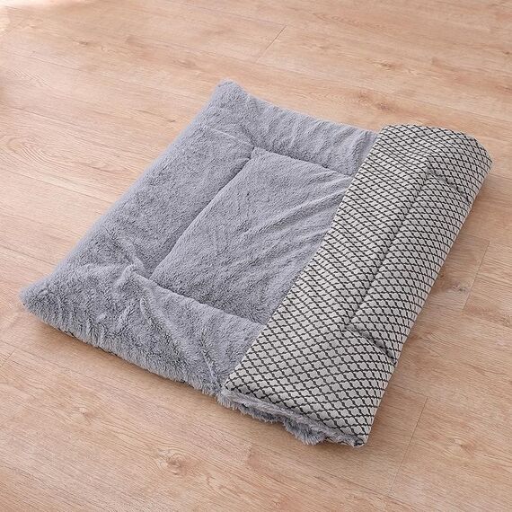 Coperta per cani calda quattro stagioni a doppia faccia per animali domestici, taglia: L (corta in peluche grigio)