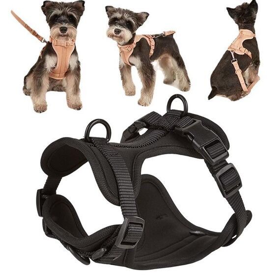 Cinturino pettorale per cani color macaron con cinturino in PVC per animali domestici, taglia: L (nero)