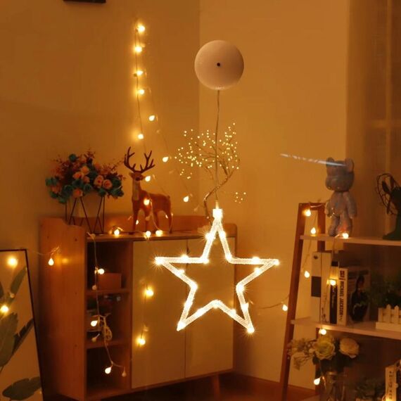 Decorazione natalizia LED Sucker Atmosfera festiva Lampada a sospensione (stelle)