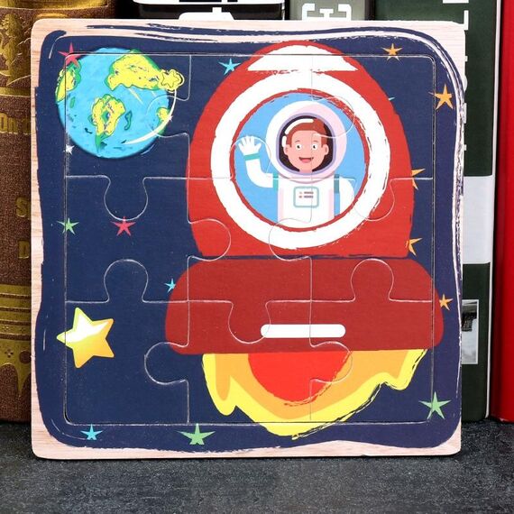 5 PCS KBX-017 Puzzle in legno per bambini Giocattoli per l'educazione precoce del bambino (razzo)