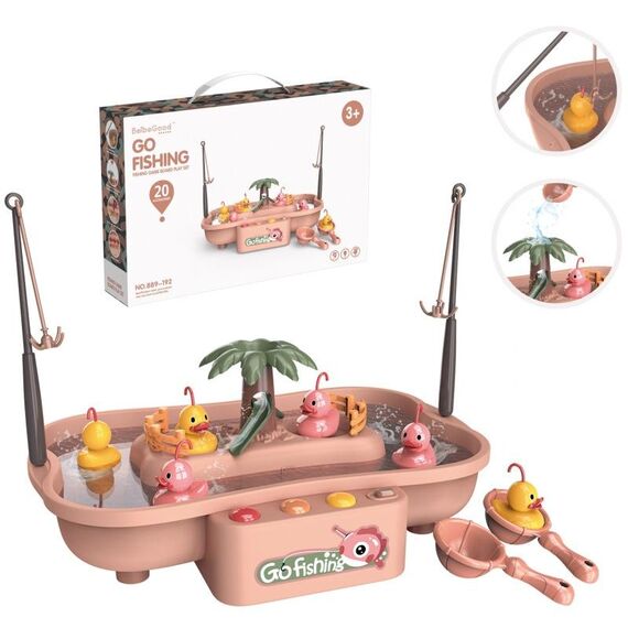 Play House Bambini educativi ciclo elettrico stazione di pesca rotante set di giochi d'acqua estiva, colore: rosa 6 anatre