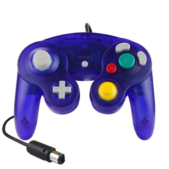 Controller di gioco del regolatore a vibrazione singolo 5 PCS per Nintendo NGC (blu trasparente)