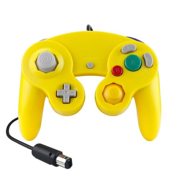 2 PCS Controller a vibrazione a punto singolo per il regolatore di gioco cablato per Nintendo NGC / Wii, Colore del prodotto: Giallo