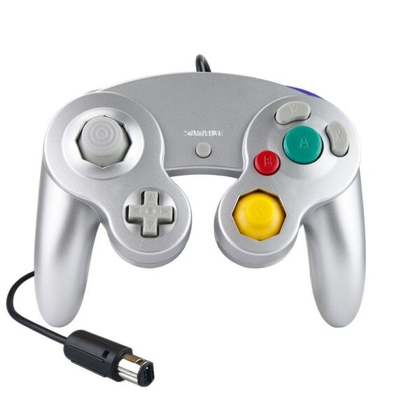 2 PCS Controller vibrante a vibrazione singolo PCS Controller cablato per Nintendo NGC / Wii, Colore del prodotto: Argento