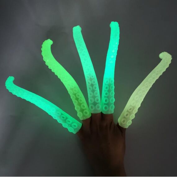 10 PCS TPR TPR Morbido Plastica Polopus Tentacoli Tentacles Cover Finger Toys Tricky Prank Finger Burattino, consegna colore casuale (fluorescente)