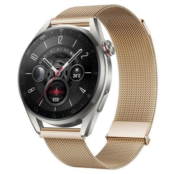 Per Huawei Watch3 Pro New Milan doppio cinturino magnetico in maglia di acciaio (oro rosa)