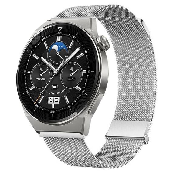 Cinturino Milano con doppia maglia magnetica in acciaio per Huawei Watch GT3 Pro 46mm Argento SYA002330305A 6922699005834