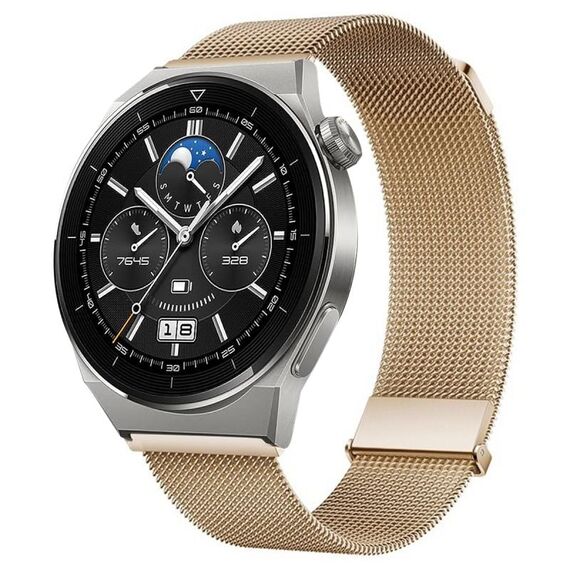 Per Huawei Watch GT3 Pro 46mm Milan cinturino doppio acciaio magnetico in maglia (oro rosa)
