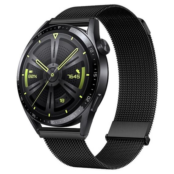 Per Huawei Watch GT3 46mm Milan cinturino doppio acciaio magnetico in maglia (nero)