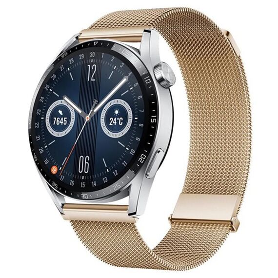 Per Huawei Watch GT3 46mm Milan cinturino doppio acciaio magnetico in maglia (oro rosa)