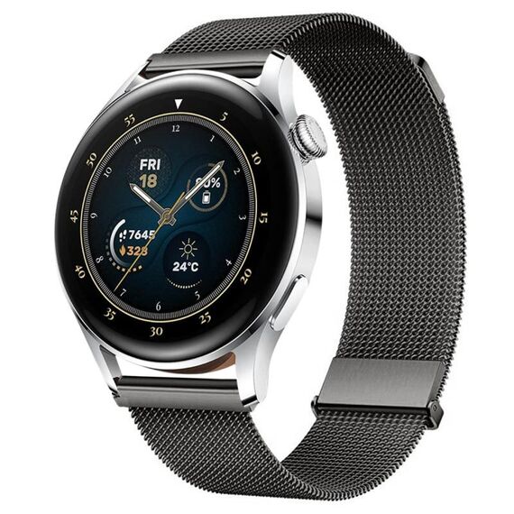 Per Huawei Watch 3 / Watch 3 Pro Milan cinturino con doppia maglia magnetica in acciaio (grigio)