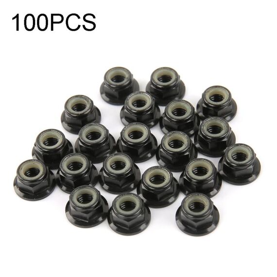 100 PCS iFlight M5 CW 6061 Vite motore in alluminio Dadi Inserto in nylon Dado flangiato autobloccante per RC FPV Racing Drone Motor (nero)