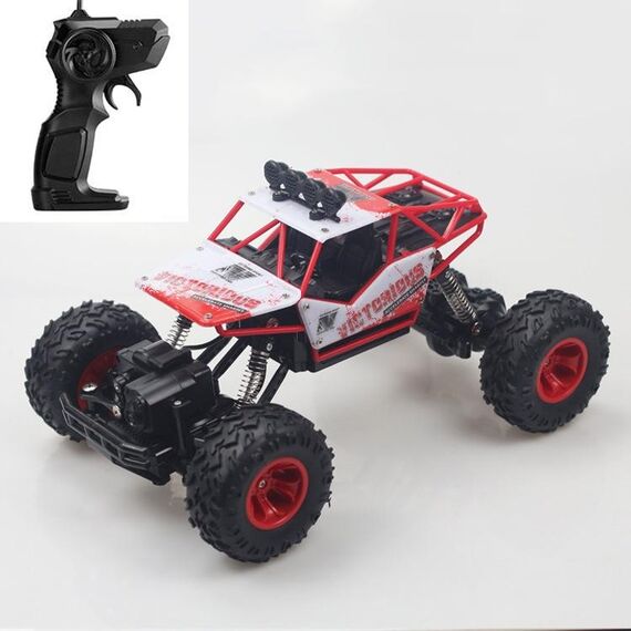HD6026 1:16 Auto da arrampicata in lega di grandi dimensioni Mountain Bigfoot Cross-country a quattro ruote motrici Telecomando giocattolo per auto, Dimensioni: 28 cm (rosso)