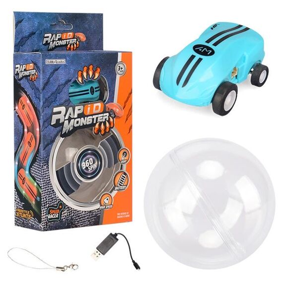 S618 Mini giocattolo rotante a 360 gradi per auto da corsa modello tascabile laser ad alta velocità (blu)