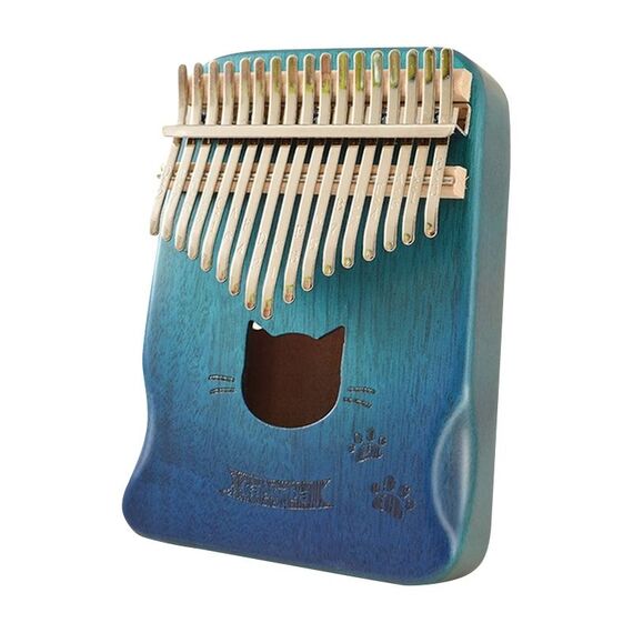 17 tono Acacia Wood Thumb Piano Kalimba Strumenti musicali (Aurora Blue-Cat)