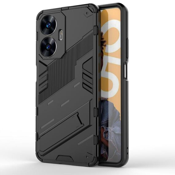 Per Realme C55 Punk Armor 2 in 1 PC + custodia per telefono antiurto in TPU con supporto invisibile (nero)