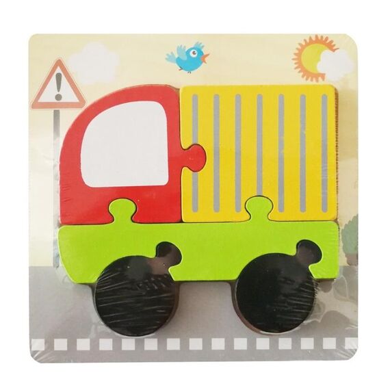 3 pz Educazione in anticipo per l'educazione in legno Tridimensional Jigsaw Puzzle Toy (Y-Truck)