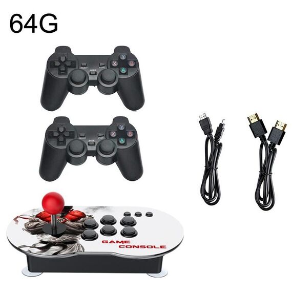 MANTE1 MT6 TV Console Gioco Joystick Torretta HD 4K Gioco 3 Persone 64G Built-in 15000 Giochi + per PS1 Gioco + Maniglia Wireless