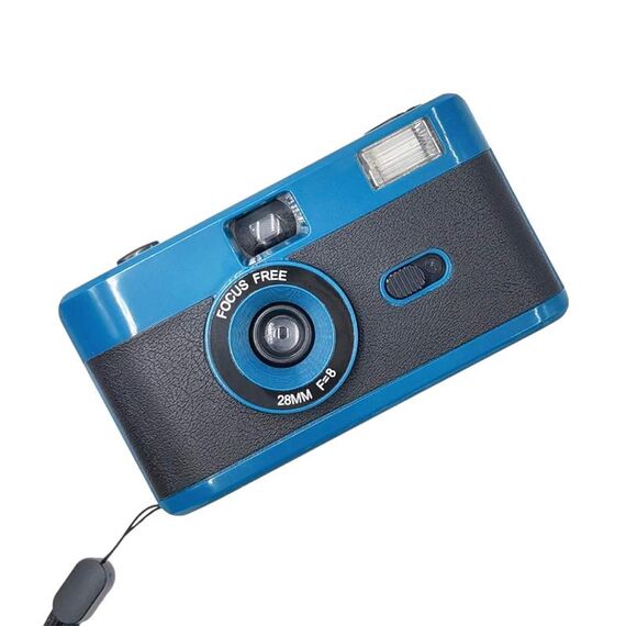 R2-FILM Fotocamera a pellicola riutilizzabile manuale retrò per bambini senza pellicola (blu + nero)