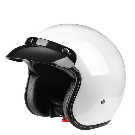 BYB 701 Casco moto retrò per tutte le stagioni, taglia: XXL (bianco brillante)