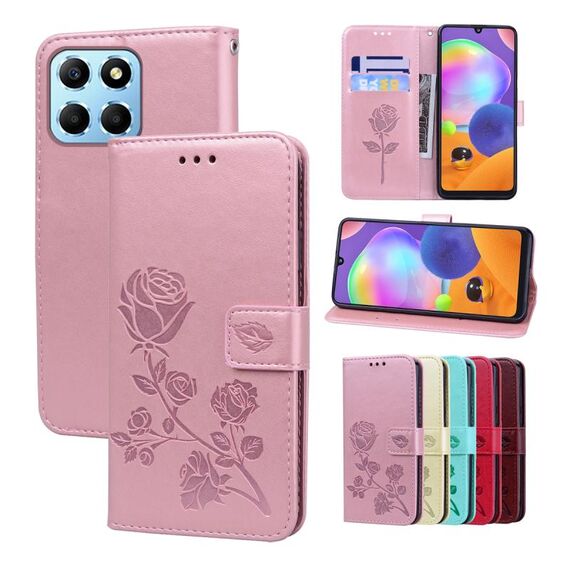 Per Honor X8 5G/Play6C 5G/X6 4G/X6S/70 Lite Custodia per telefono in pelle sintetica con vibrazione in rilievo rosa (oro rosa)