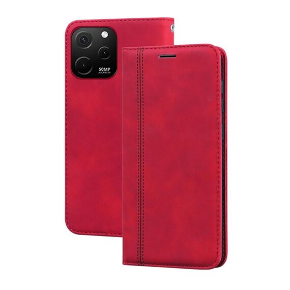 Per Huawei nova Y61/Enjoy 50z Custodia per telefono in PU con vibrazione orizzontale magnetica aziendale smerigliata (rosso)