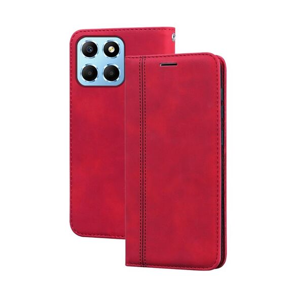 Per Honor X8 5G/Play6C 5G/X6 4G/X6S/70 Lite Custodia per telefono in PU con vibrazione orizzontale magnetica aziendale smerigliata (rosso)