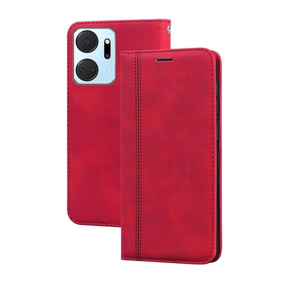Per Honor X7a/Play7T Custodia per telefono in PU con vibrazione orizzontale magnetica aziendale smerigliata (rosso)