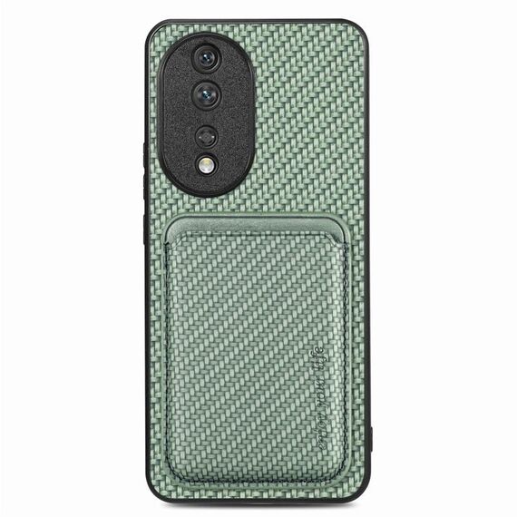 Custodia per telefono Magsafe in pelle con fibra di carbonio per Honor 80 (verde)