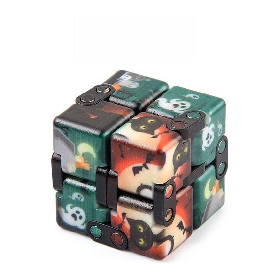 3 pz Infinito Magic Cube Halloween Tema Varietà Flip Pieghevole Secondo ordine Magic Cube Dito Giocattolo, Colore: No.168-8-24 Green di Halloween