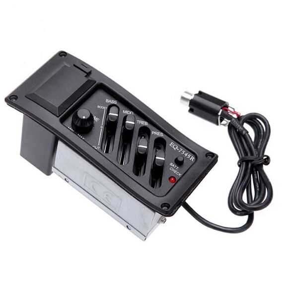 EQ-7545R Chitarra Chitarra Equalizzatore a quattro bande EQ Accessori per strumento di pickup modificato in legno (nero)