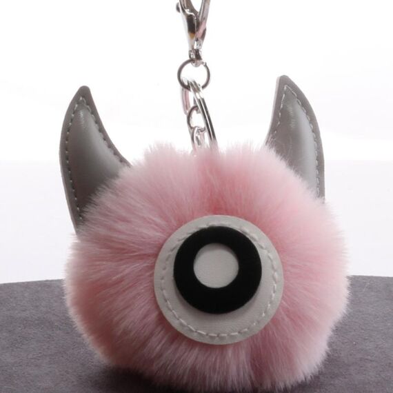 3 pezzi Cartoon Croissant Hair Ball Portachiavi Pendente a Pendente Pendente per auto (rosa chiaro)