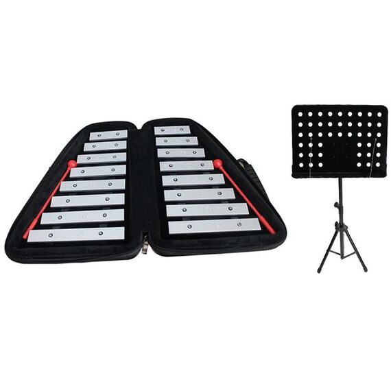 JZ-35 16-Tone Double Row Carillon Orff Strumento percussioni, Colore: argento con scaffale