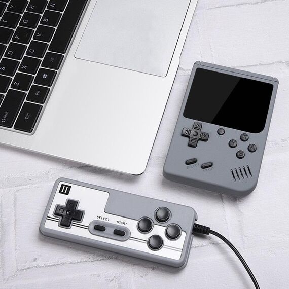 MK800 Raddoppia la Mini Console di Gioco Portatile Macaron da 3,0 Pollici 800 Giochi Integrati (Grigio)