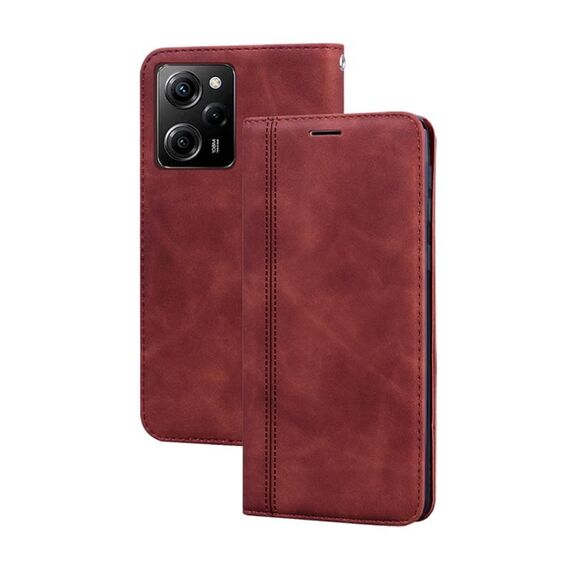 Per Xiaomi Redmi Note 12 5G Global/Poco X5 Custodia per telefono in PU con vibrazione orizzontale magnetica aziendale smerigliata (marrone)