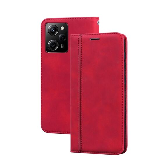 Per Xiaomi Redmi Note 12 5G Global/Poco X5 Custodia per telefono in PU con vibrazione orizzontale magnetica aziendale smerigliata (rosso)