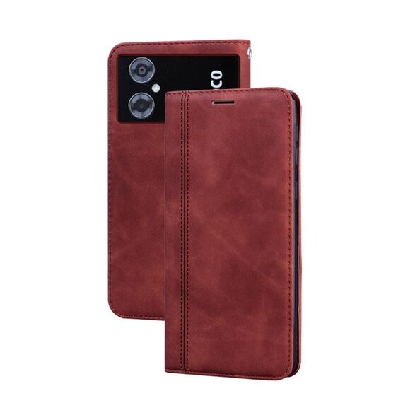 Per Xiaomi Poco M4 5G/Poco M5/Redmi Note 11R Custodia per telefono in PU con vibrazione orizzontale magnetica aziendale smerigliata (marrone)