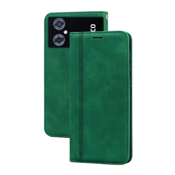 Per Xiaomi Poco M4 5G/Poco M5/Redmi Note 11R Custodia per telefono in PU con vibrazione orizzontale magnetica aziendale smerigliata (verde)