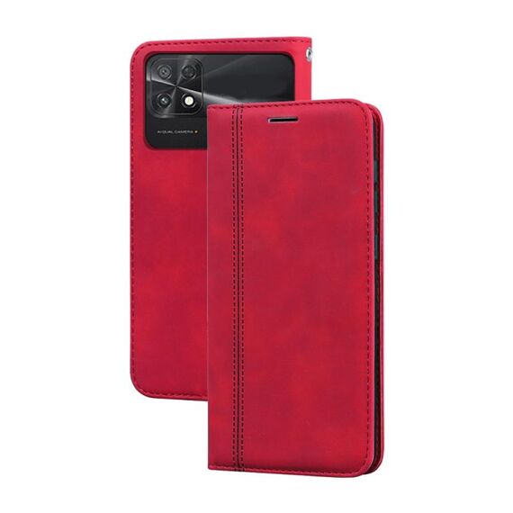 Per Xiaomi Poco C40 Custodia per telefono in PU con vibrazione orizzontale magnetica aziendale smerigliata (rosso)