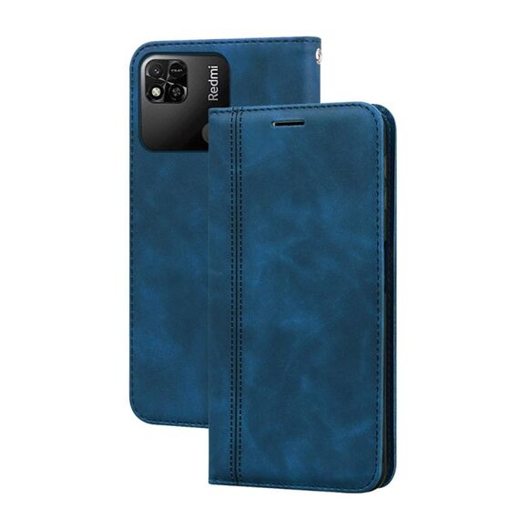 Per Xiaomi Redmi 10A 4G Custodia per telefono in PU con vibrazione orizzontale magnetica aziendale smerigliata (blu)