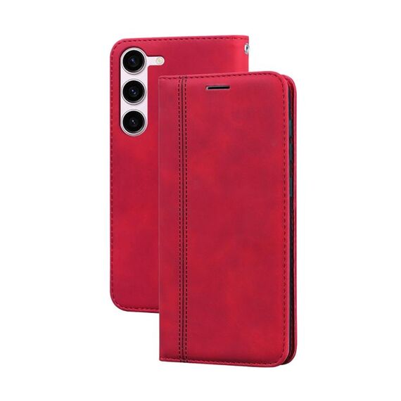 Per Samsung Galaxy S23 5G Custodia per telefono in PU con vibrazione orizzontale magnetica aziendale smerigliata (rosso)