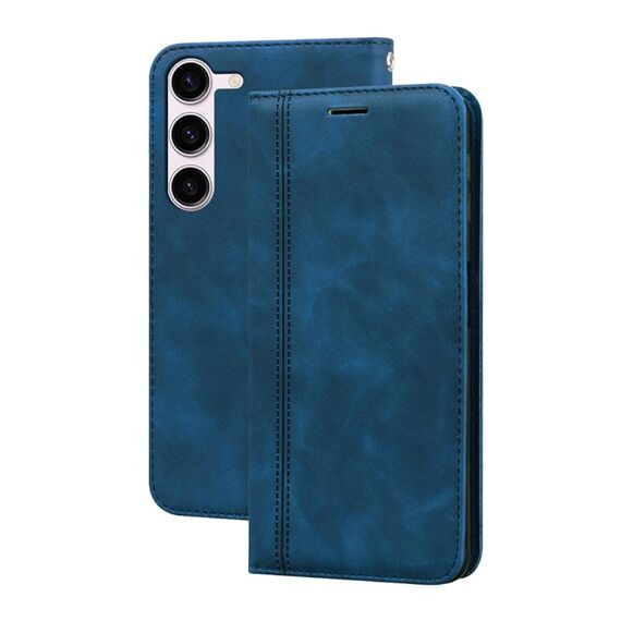 Per Samsung Galaxy S23 5G Custodia per telefono in PU con vibrazione orizzontale magnetica aziendale smerigliata (blu)