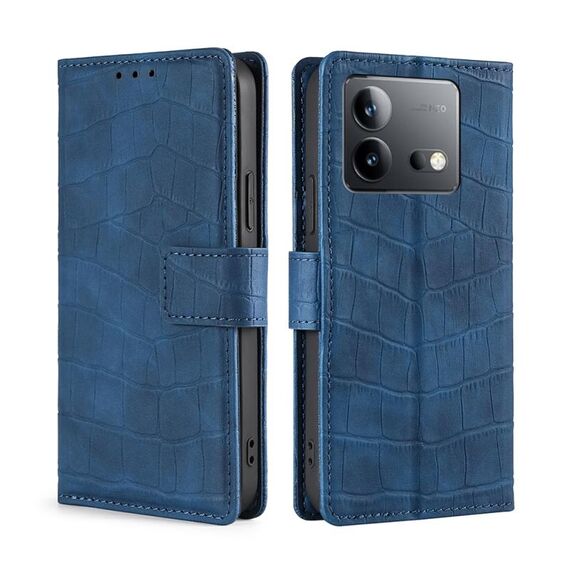 Per vivo iQOO Neo 8/8 Pro 5G Skin Feel Crocodile Custodia in pelle con chiusura magnetica (blu)