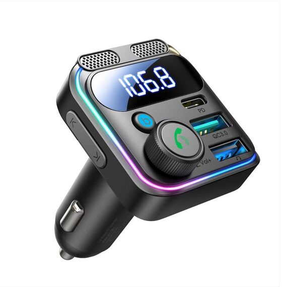 JOYROOM JR-CCB01 Trasmettitore FM wireless per auto a doppio microfono da 48 W (nero)