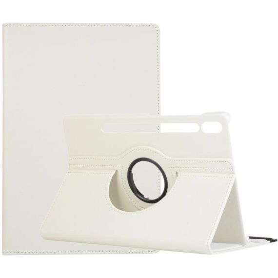 Per Samsung Galaxy Tab S9+ Custodia per tablet in pelle con supporto di rotazione a 360 gradi (bianco)