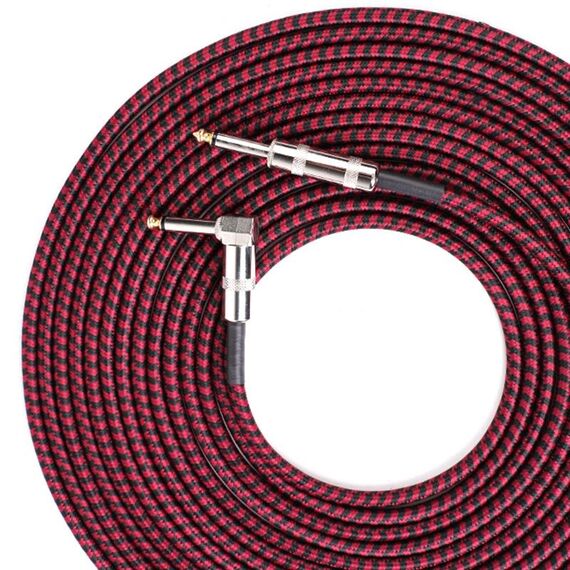 Cavo di collegamento per chitarra Cavo per chitarra acustica a gomito con riduzione del rumore, dimensioni: 3 m (rosso nero)