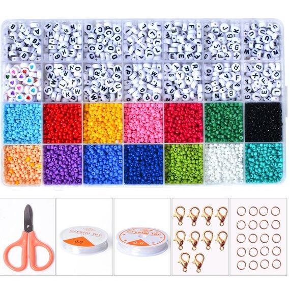 28 perle alfabeti a griglia perline di riso per perline di perline materiale bracciale perline