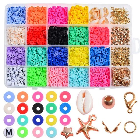 24 griglia da 6 mm in ceramica morbida scaglie di perline di cottura bracciale fai -da -te che produce materiali
