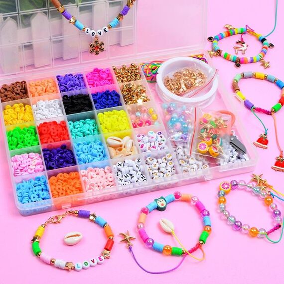25 griglia da 6 mm in ceramica morbida scaglie di perline di cottura bracciale fai -da -te che produce materiali