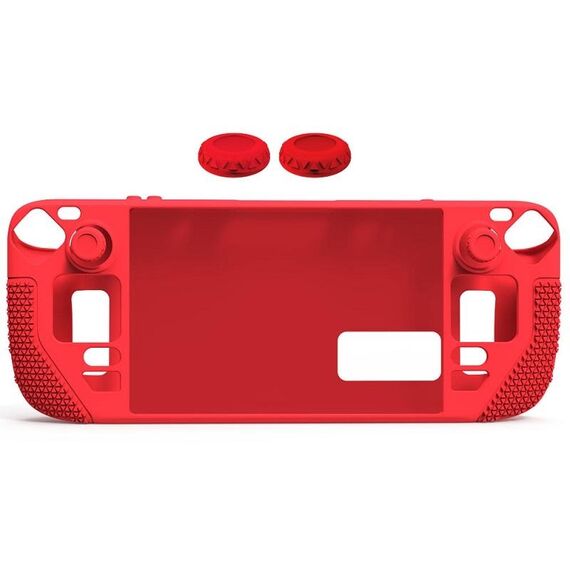 Cover in silicone all-inclusive con tappo a bottone per Steam Deck (rosso)